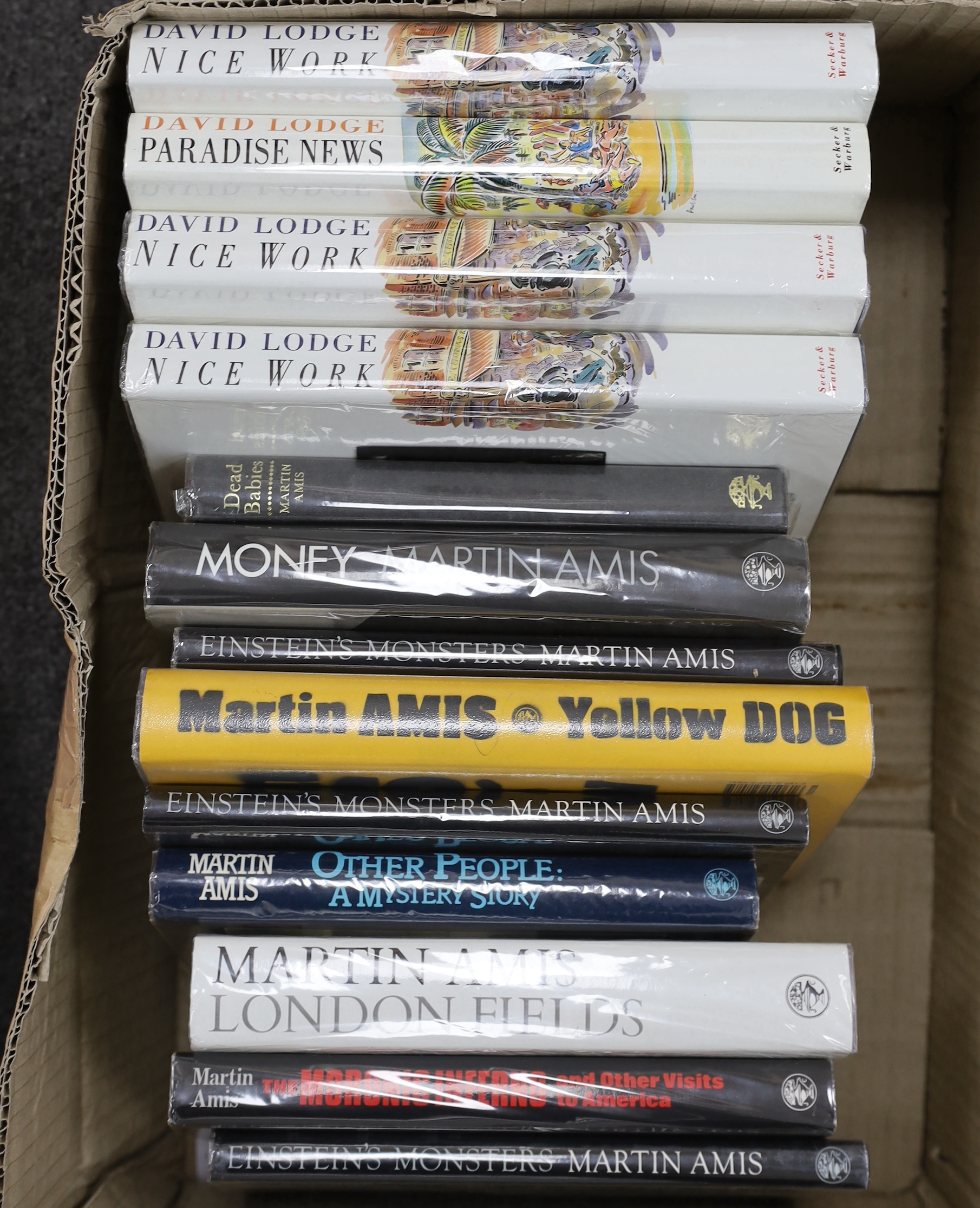 Amis, Matin - The Moronic Inferno, 1986; Einstein's Monsters; 1987, both signed on the title page. Together with seven other books by him including a copy of his second book ‘Dead Babies’ [1975] lacking the dust jacket.